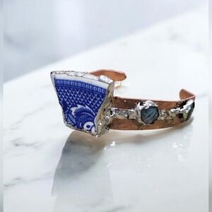 Willow China Treehouse Abalone Cabochons Cooper Bangle